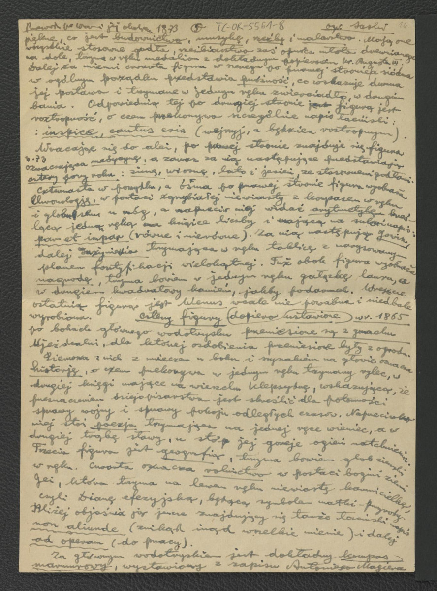 wypis z Chodorowicz I., Fryze F., Przewodnik po Warszawie i jej okolicach, Warszawa 1873, s. 68-73, 28 dotyczący dziejów miejscowego ogrodu oraz pałacu; sześć kart, skan 5
