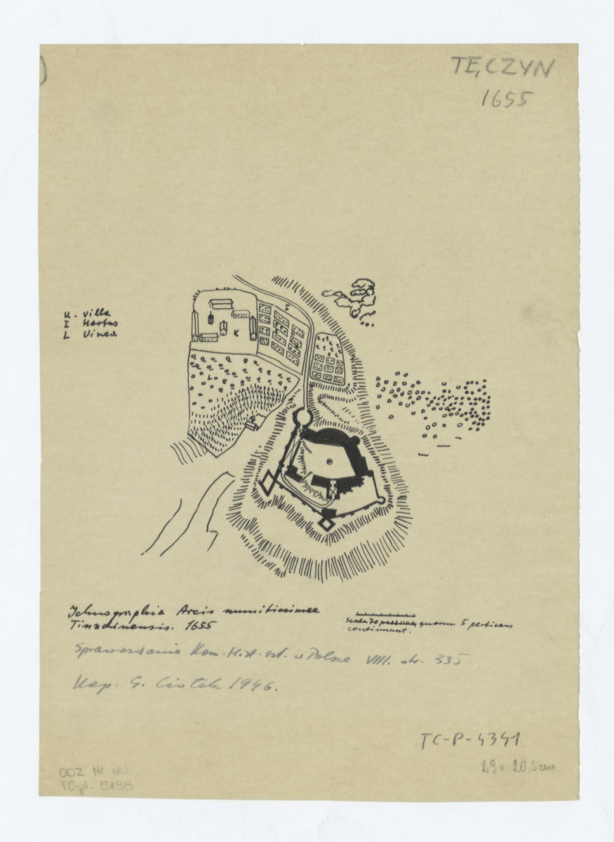 plan sytuacyjny - stan z 1655 roku przerys ze Spraw. Kom. Hist. Szt. w Polsce VIII s. 335, skan 1