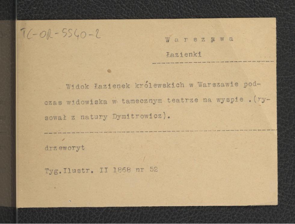 3 karty opisowe do reprodukcji drzeworytów zamieszczonych w „Tygodniku Ilustrowanym” nr 52 (1868) oraz 6 (1883)                               , skan 2