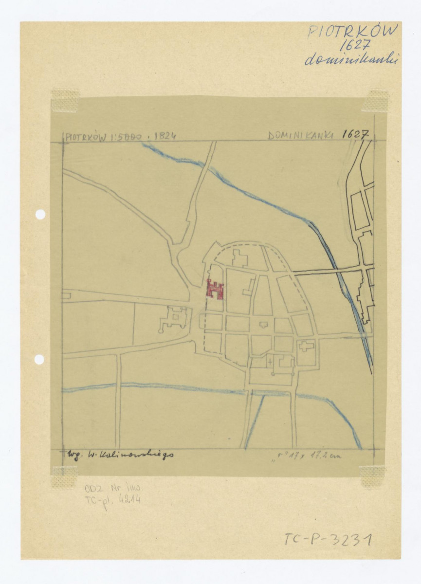 plan sytuacyjny klasztoru i terenów otaczających /stan z 1824 roku według W. Kalinowskiego, skan 1