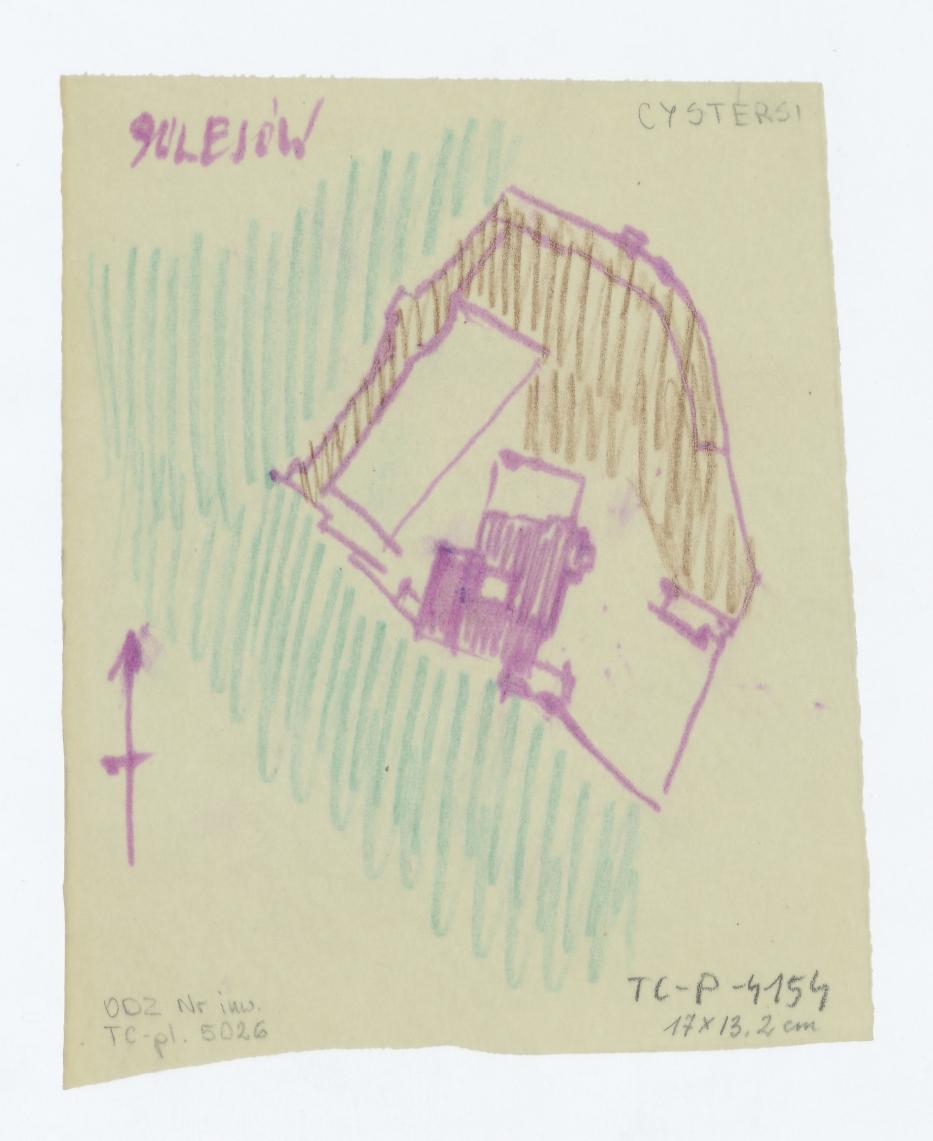 plan sytuacyjny klasztoru z zabudowaniami i ogrodem klasztornym, skan 1