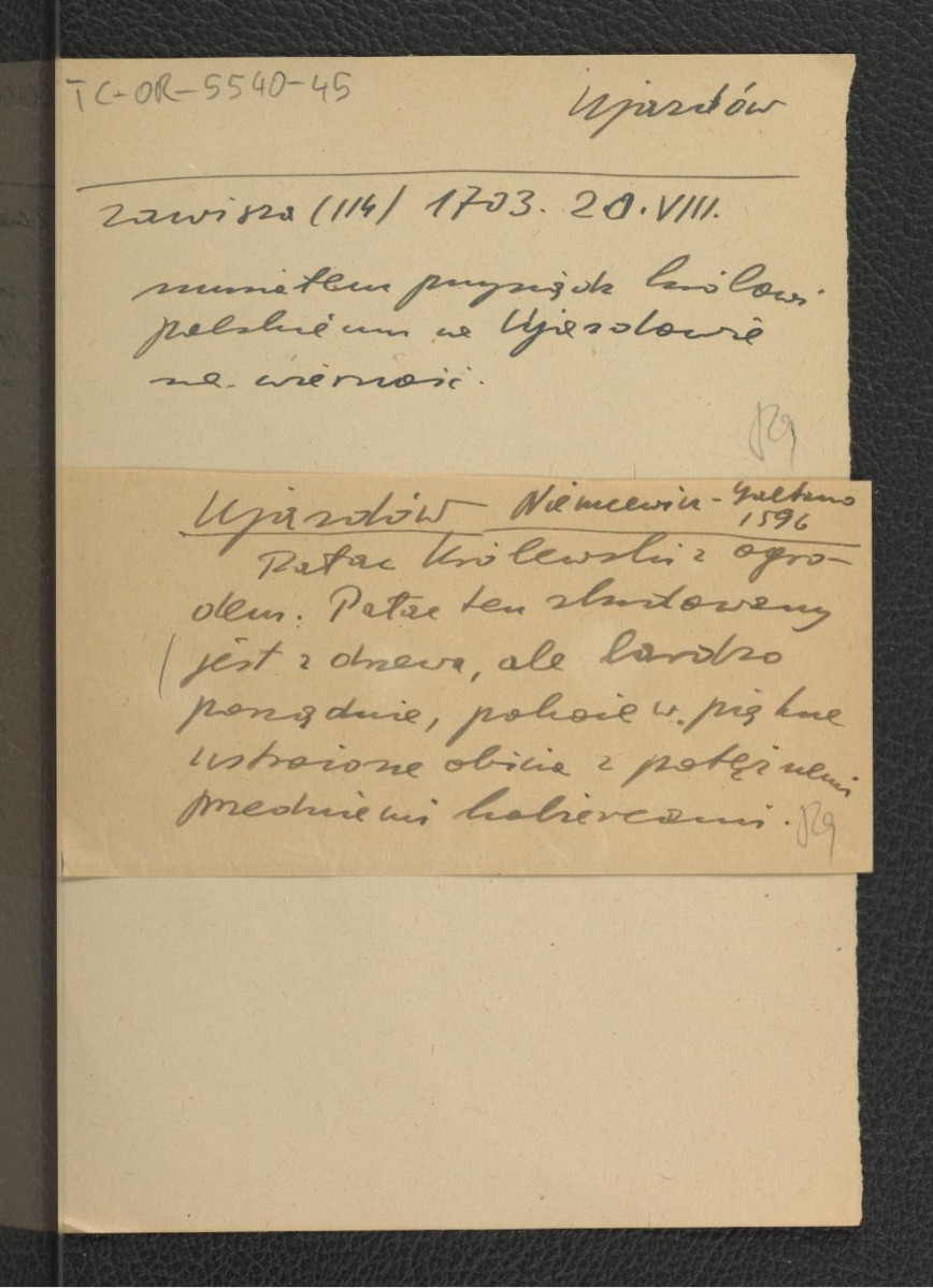 wypis z Niemcewicz J.U., Dyariusz legacji Kardynała Gaetano w roku 1595 o Ujazdowie i Warszawie w: Zbiór pamiętników o dawnej Polszcze, Lips: Breitkopf i Haertel 1839, s. 116-117 dotyczący miejscowych ogrodów; trzy karty , skan 3