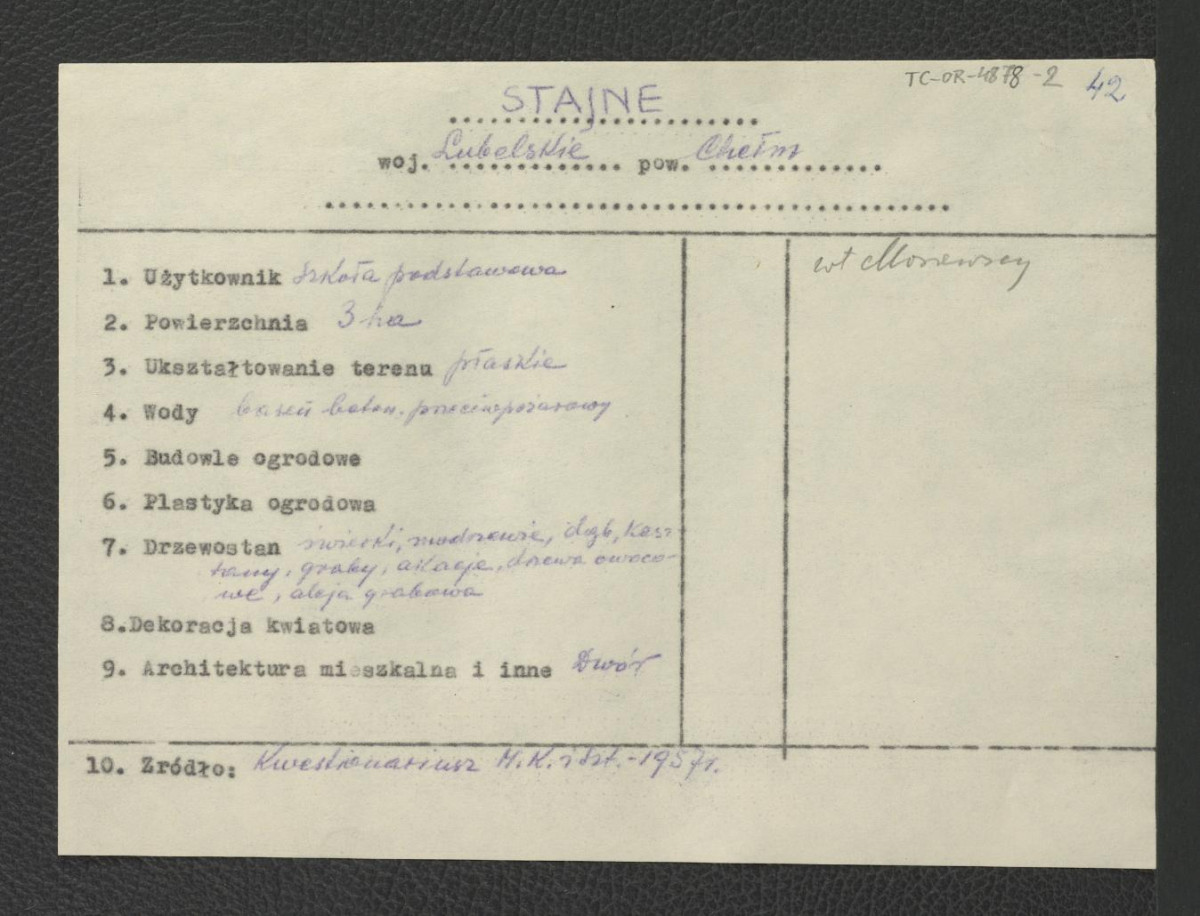 wypis z Kwestionariusz Ministerstwa Kultury i Sztuki z 1957 r.  , skan 1