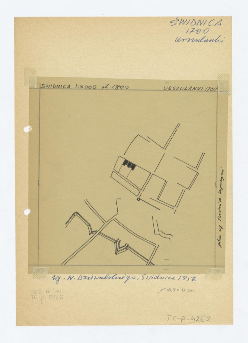 lokalizacja miejska klasztoru Urszulanek /około 1800/ według opracowania W. Dziewulskiego 1956, skan 1