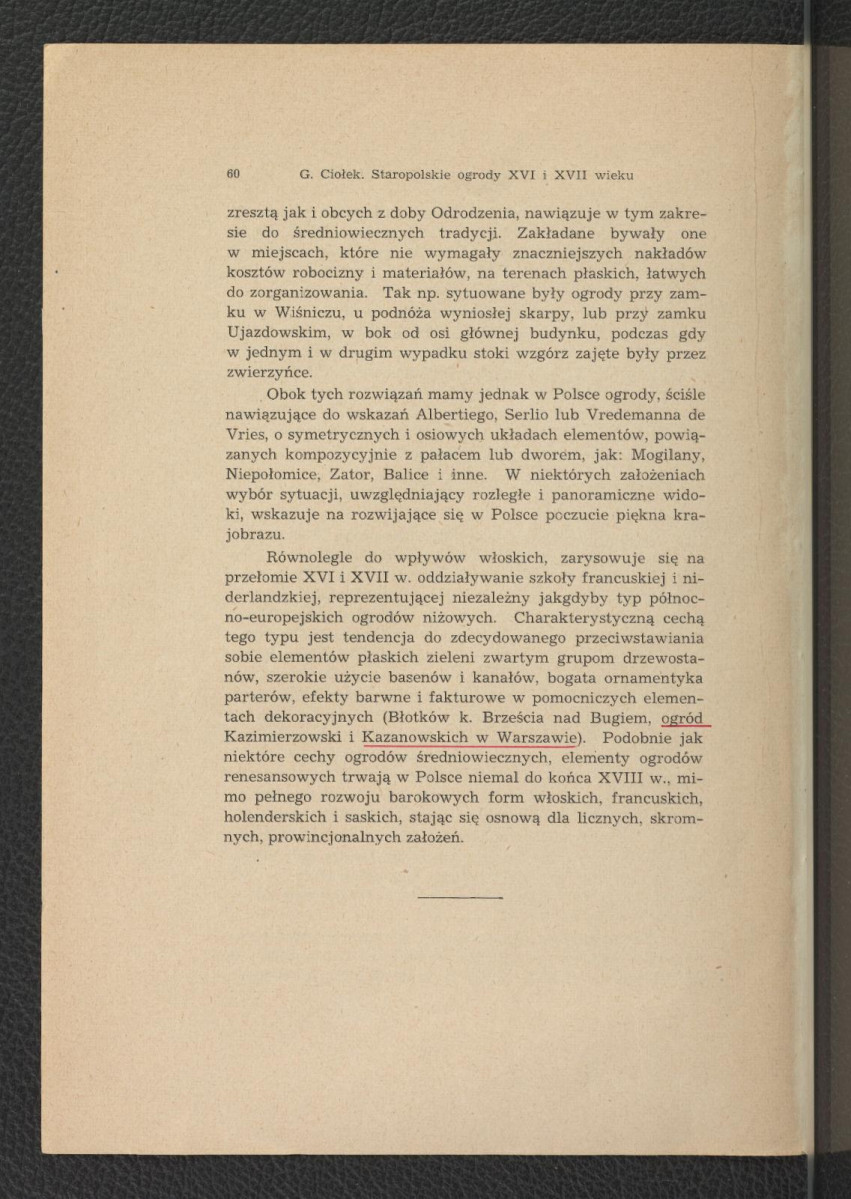 nadbitka do Sprawozdań Towarzystwa naukowego Warszawskiego Wydział II ROK XL-1947 zawierająca tekst autorstwa G. Ciołka pt. Staropolskie ogrody XVI i XVII w.; dwie karty , skan 4
