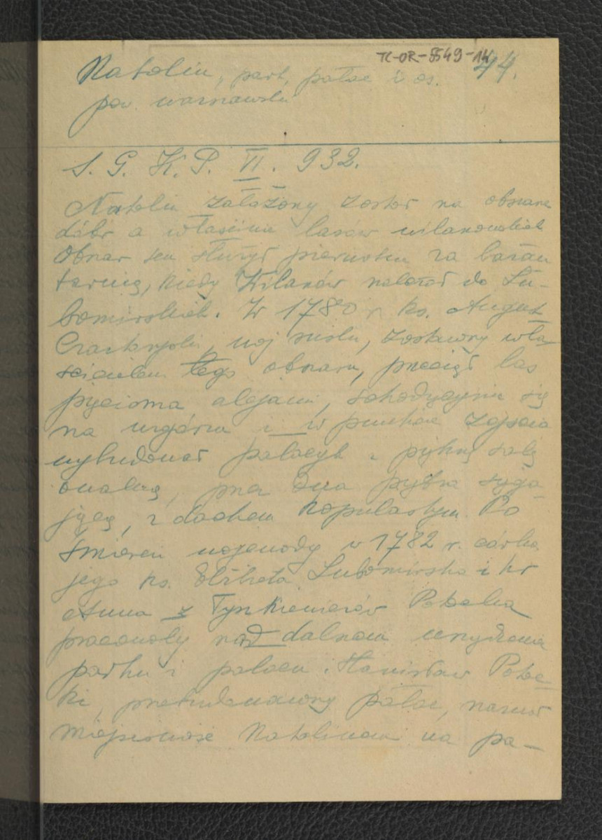 wypis z Słownik Geograficzny Królestwa Polskiego, t. VI, s. 932, skan 1