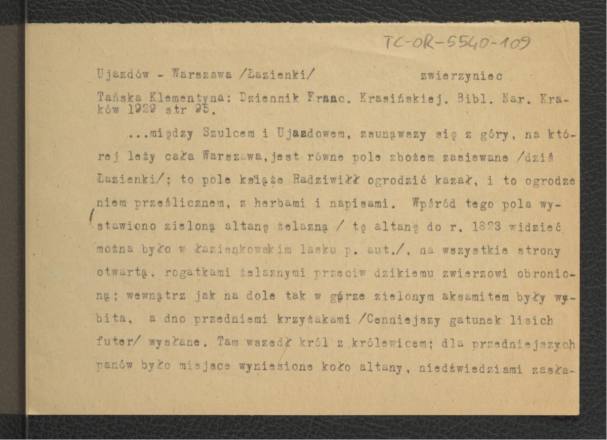 wypis z Tańska K., Dziennik Franciszki Krasińskiej, Kraków 1929, s. 95 , skan 1