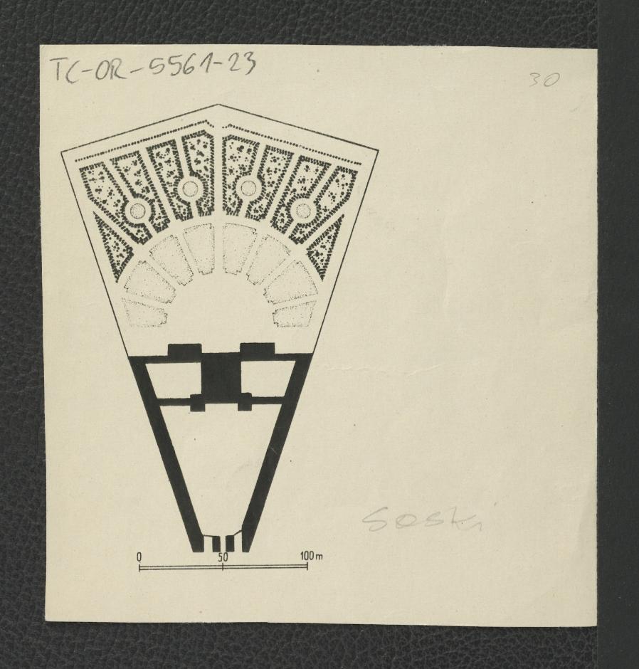 reprodukcja planu ogrodu Sanguszków (następnie Brühla) z 1737-1740 r. zamieszczone Ciołek G., Ogrody polskie, Warszawa 1954, s. 73, skan 1