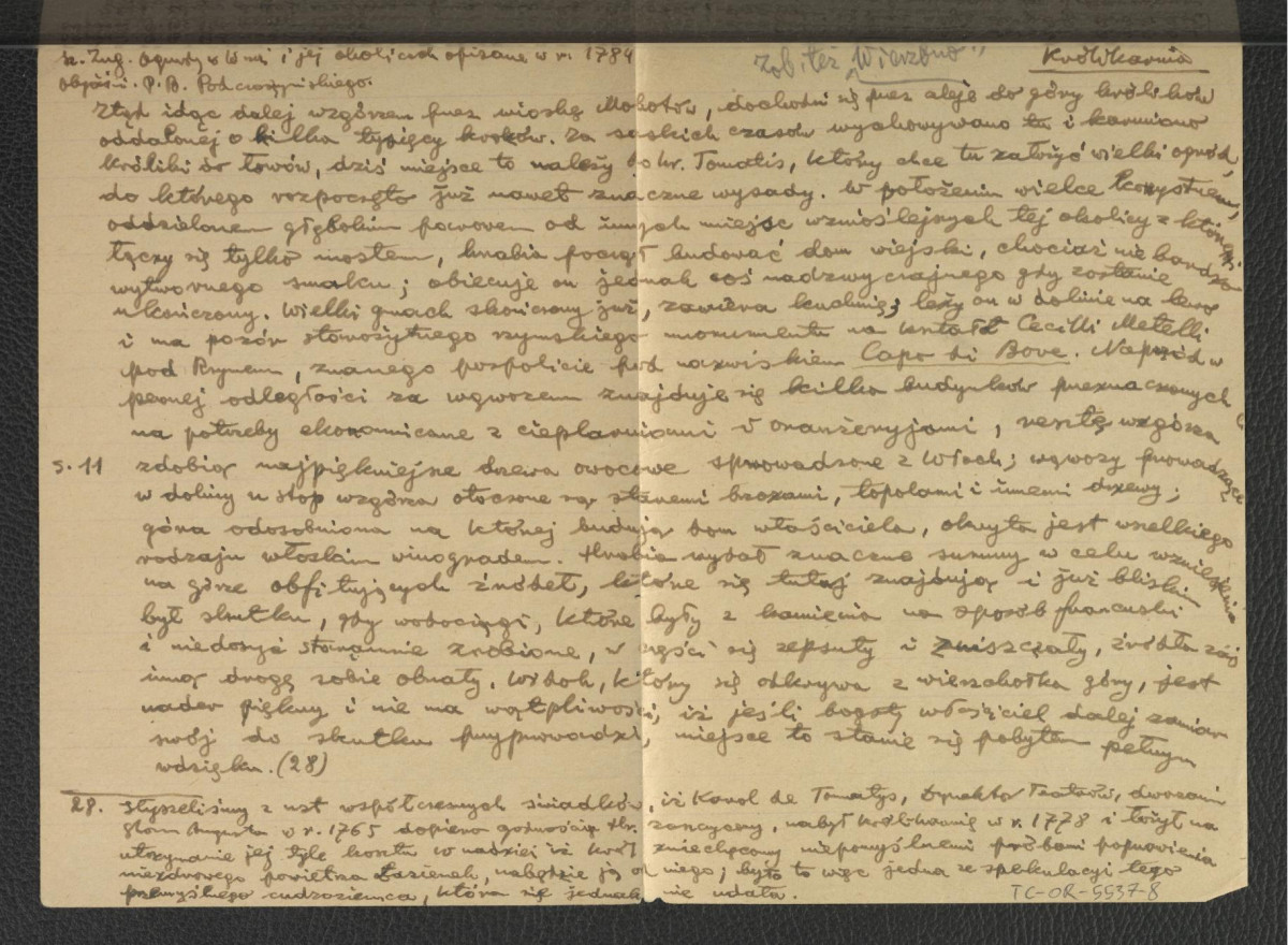 wypis z Zug S., Ogrody w Warszawie i jej okolicach opisane w 1784, Warszawa 1898, s. 11 i 28 dotyczący gmachu pałacowego oraz tamtejszego ogrodu , skan 1