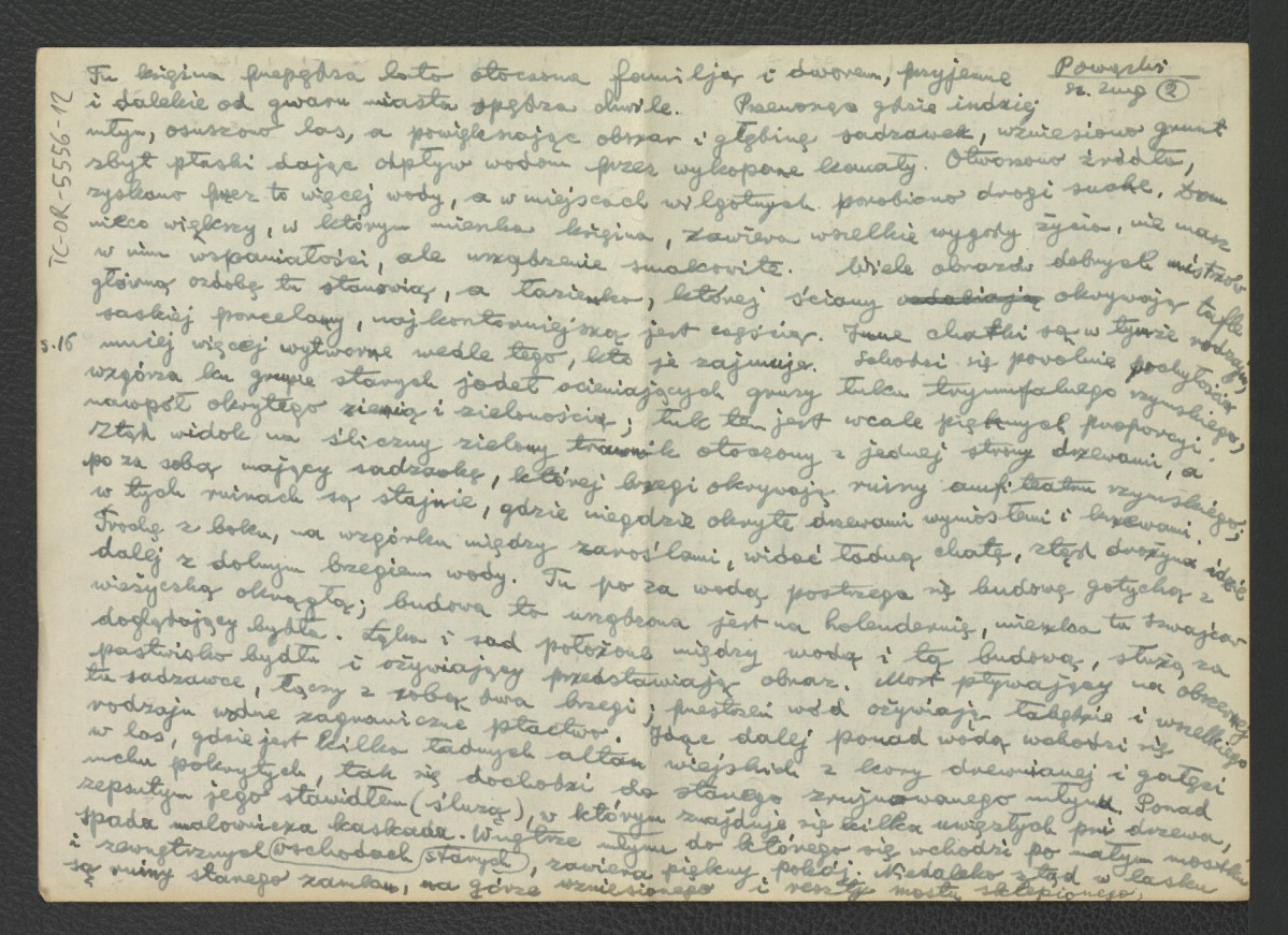 wypis z Zug S., Ogrody w Warszawie i jej okolicach opisane w 1784, Warszawa 1898, s. 13, 15-17, 38 dotyczący charakterystyki miejscowej posesji; jedenaście kart, skan 3