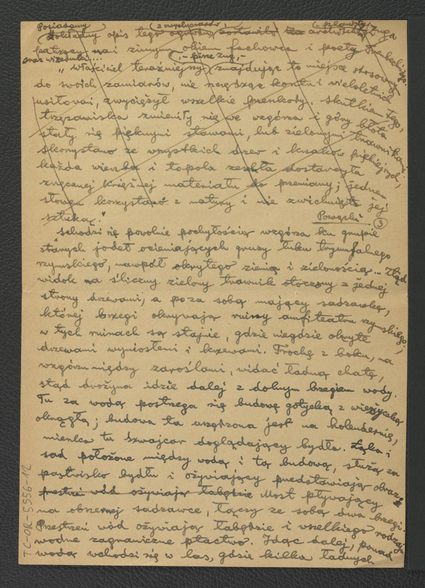 wypis z Zug S., Ogrody w Warszawie i jej okolicach opisane w 1784, Warszawa 1898, s. 13, 15-17, 38 dotyczący charakterystyki miejscowej posesji; jedenaście kart, skan 7
