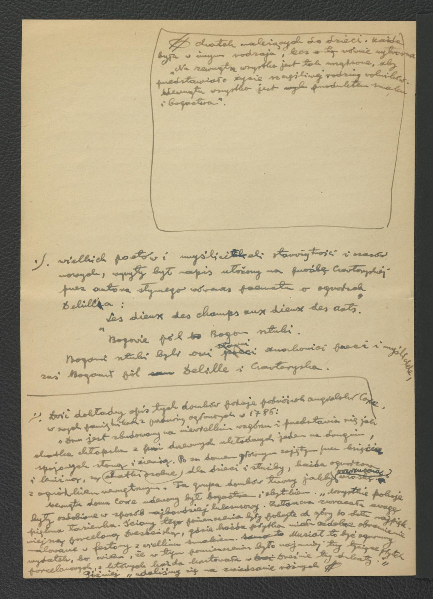 wypis z Zug S., Ogrody w Warszawie i jej okolicach opisane w 1784, Warszawa 1898, s. 13, 15-17, 38 dotyczący charakterystyki miejscowej posesji; jedenaście kart, skan 9