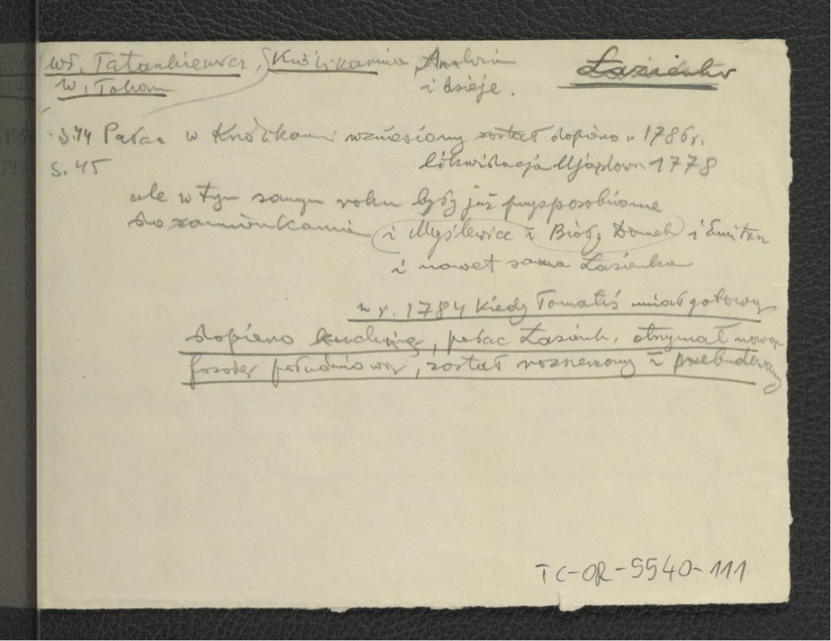 wypis z Tatarkiewicz W., Królikarnia, Analiza i Dzieje, Warszawa 1938, s. 44-45, skan 1