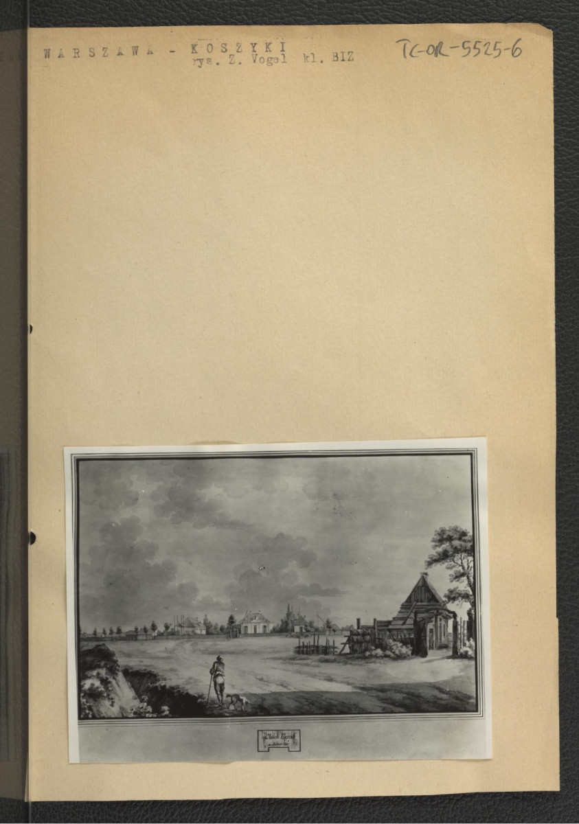 4 fotografie czarno-białe akwarelii autorstwa Z. Vogla z 1785 r. ukazujących ówczesne Koszyki, skan 1