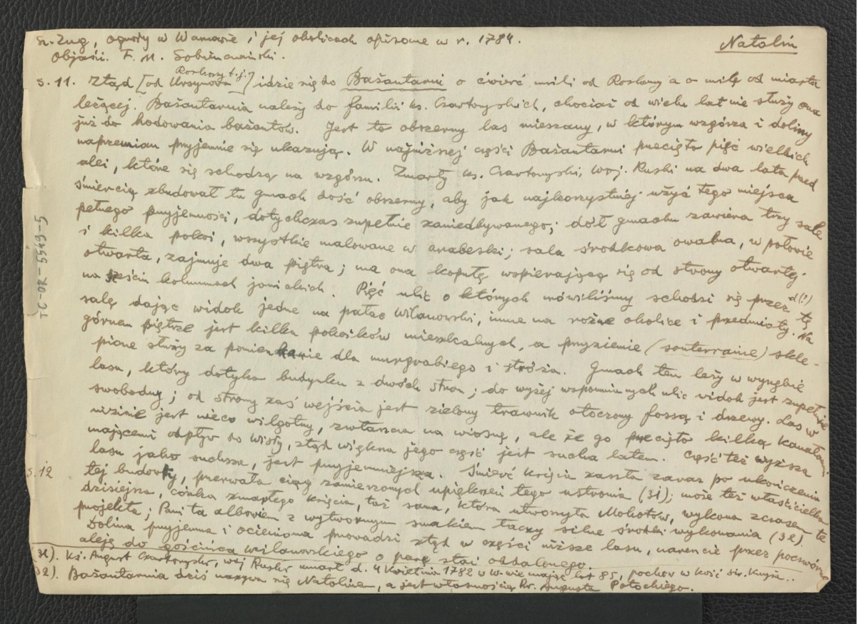 wypis z Zug S., Ogrody w Warszawie i jej okolicach opisane w r. 1784, skan 1