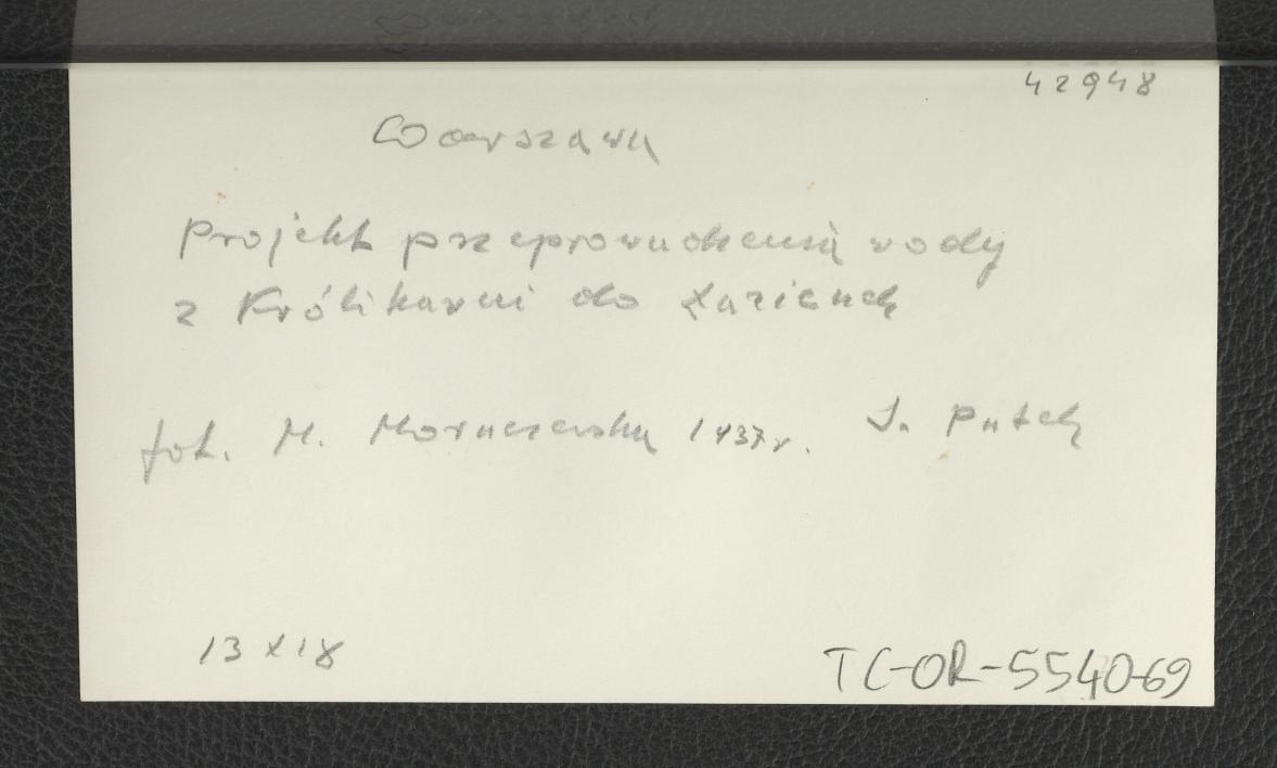 fotografia czarno-biała przedstawiająca projekt przeprowadzenia wody z Królikarni do Łazienek, skan 2