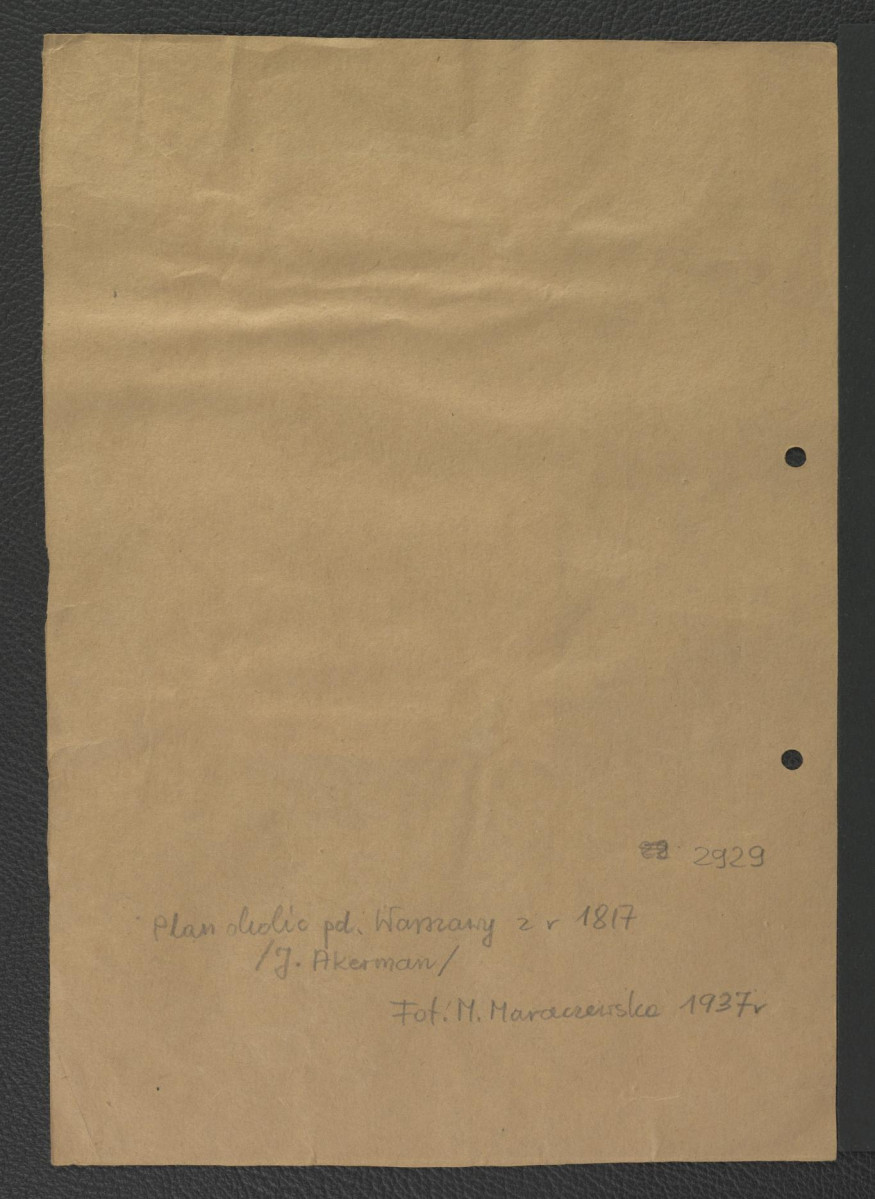 fotografia czarno-biała przedstawiająca okolice Warszawy od południa projektowane przez Jana Akermana 22 marca 1817 r.                                                   , skan 2