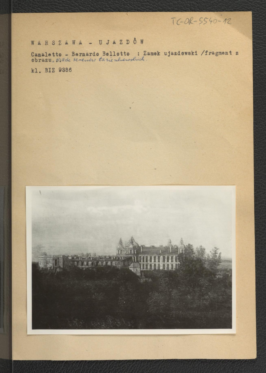 fotografia czarno-biała weduty autorstwa Bernardo Bellotto ukazującej Zamek Ujazdowski , skan 1