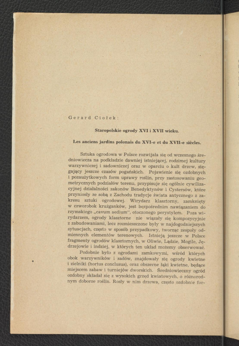 nadbitka ze Sprawozdań Towarzystwa Naukowego Warszawskiego, Wydział II, r. XL (1947) zawierający tekst G. Ciołka pt. Staropolskie ogrody XVI i XVII w., skan 2