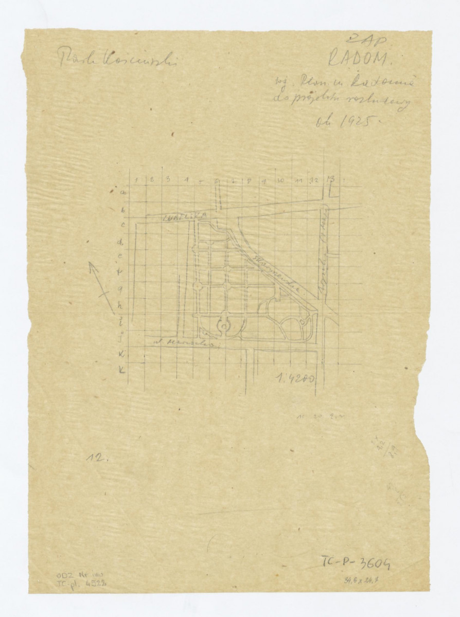 według planu miasta Radomia z około 1925, skan 1