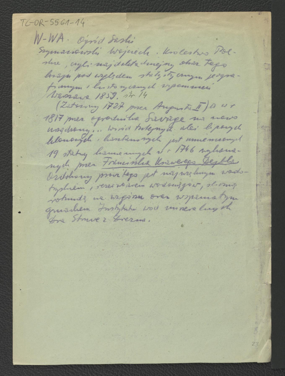 wypis z Szymanowski W., Królestwo Polskie…, Warszawa 1859, s. 14 wzmiankujący ogrodnika Savage’a, który w 1817 r. nadał nowy rozkład miejscowemu założeniu , skan 1