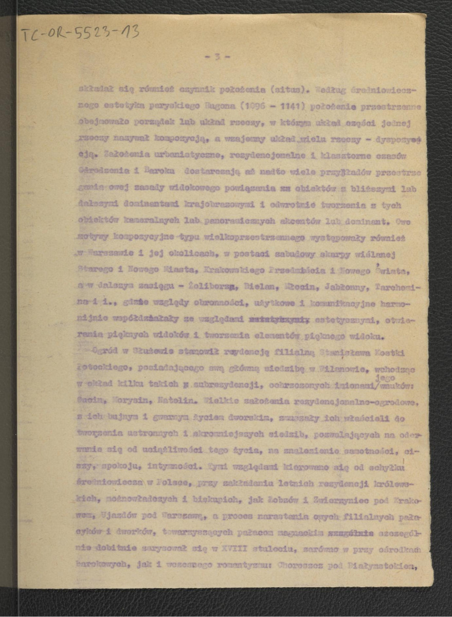 recenzja autorstwa G. Ciołka z 1964 r. do pracy autorstwa Longina Majdeckiego dotyczący miejscowego ogrodu; pięć kart                                               , skan 3