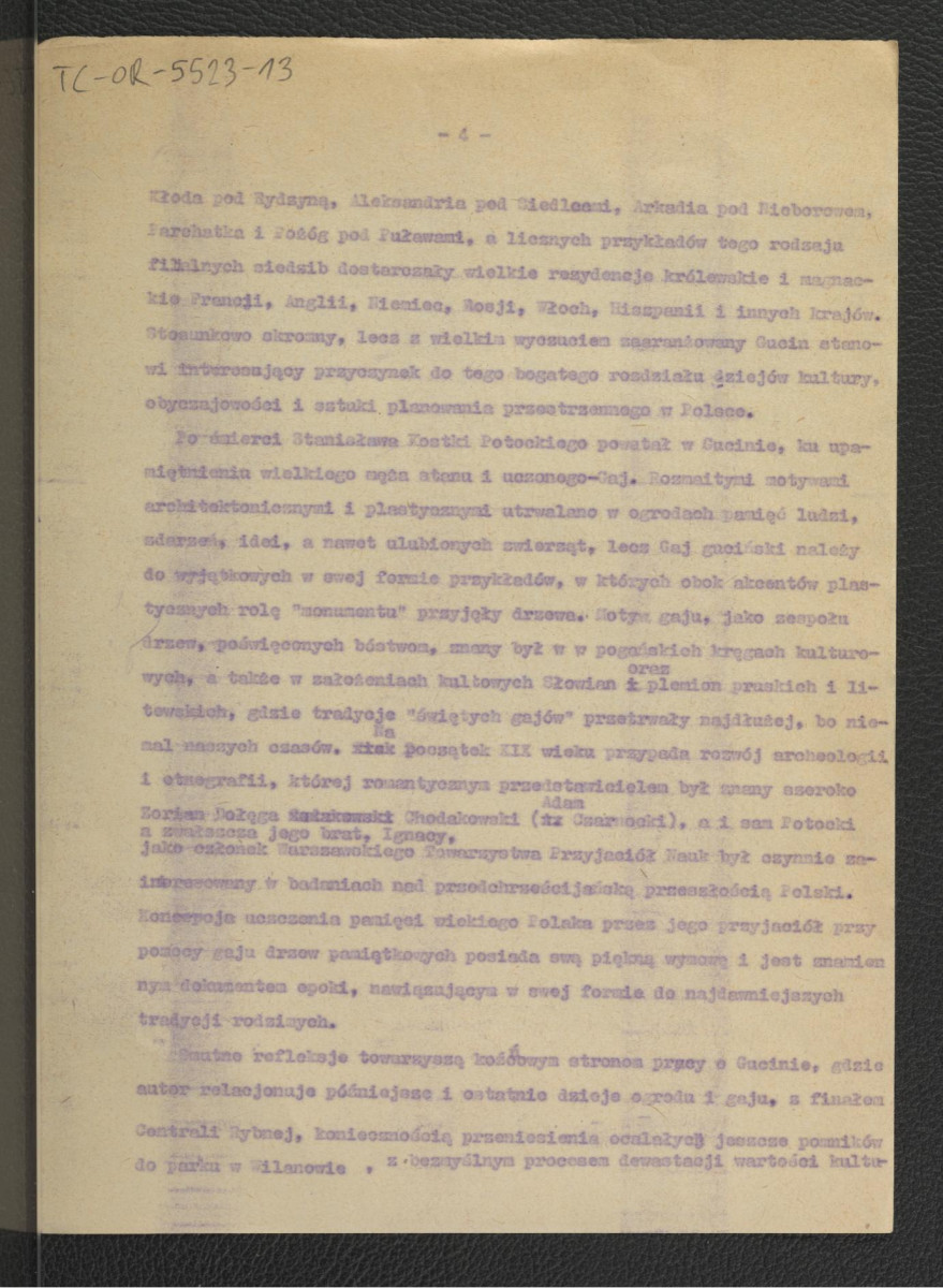 recenzja autorstwa G. Ciołka z 1964 r. do pracy autorstwa Longina Majdeckiego dotyczący miejscowego ogrodu; pięć kart                                               , skan 4