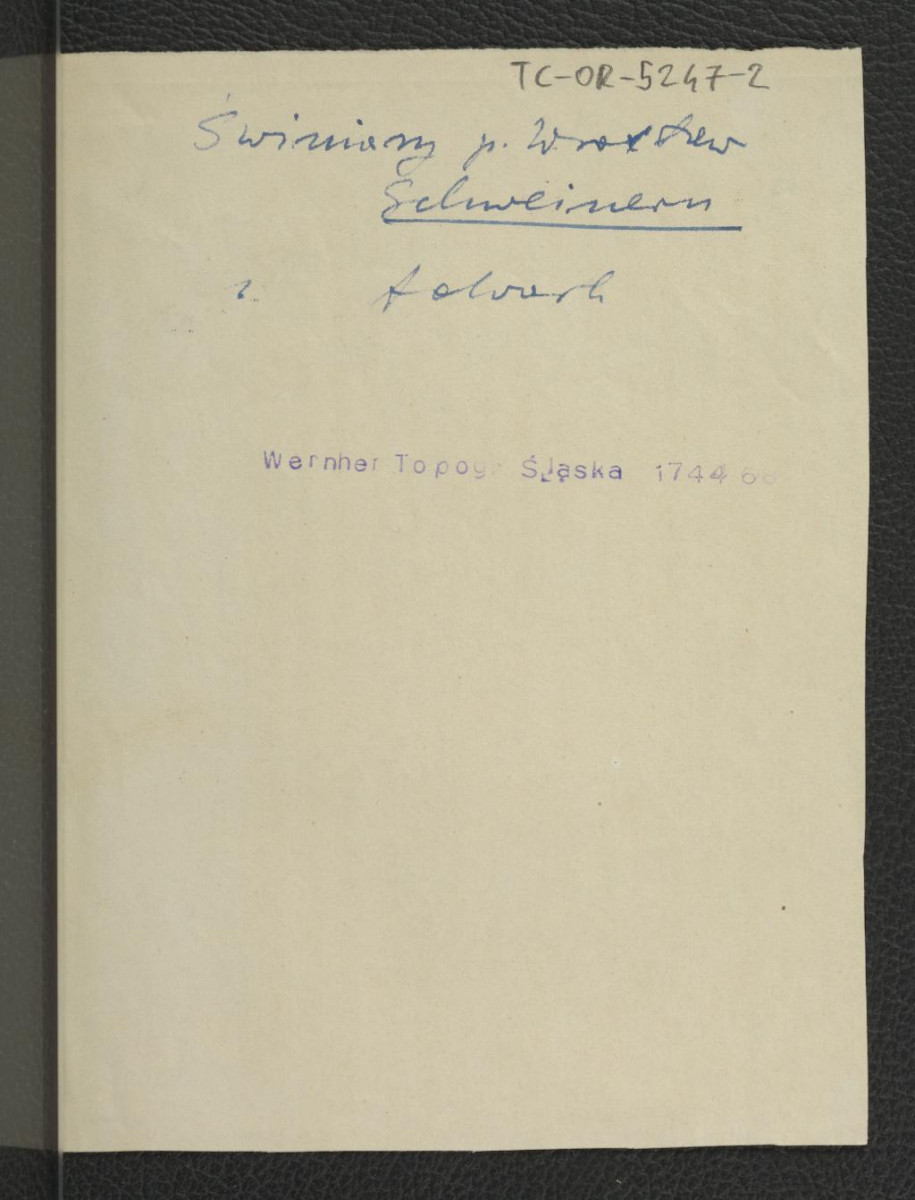 karta opisowa do niezachowanej w obwolucie fotografii reprodukcji ryciny zamieszczonej w Wernher F.B., Topografia Śląska, 1744-1768, skan 1