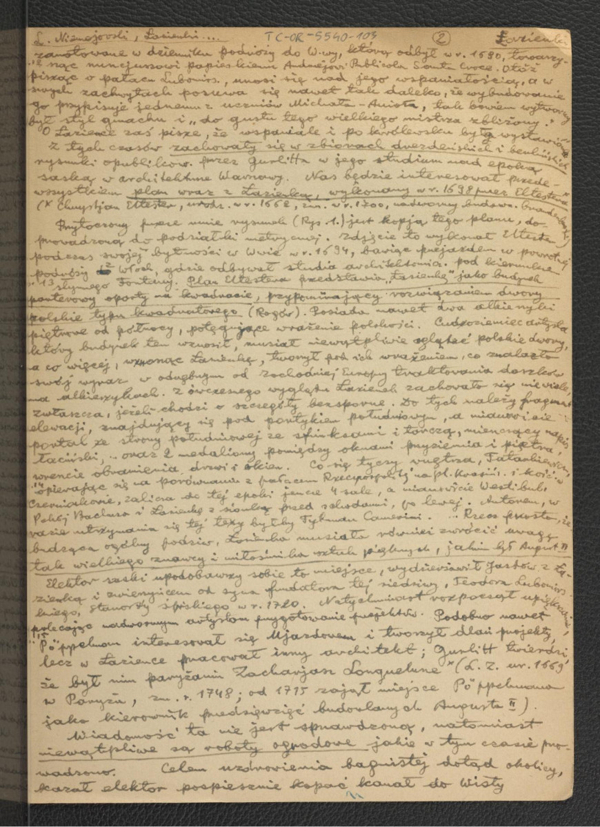 wypis z Niemojewski L., Łazienki królewskie…, Warszawa 1922, s. 8-15; trzy karty , skan 2