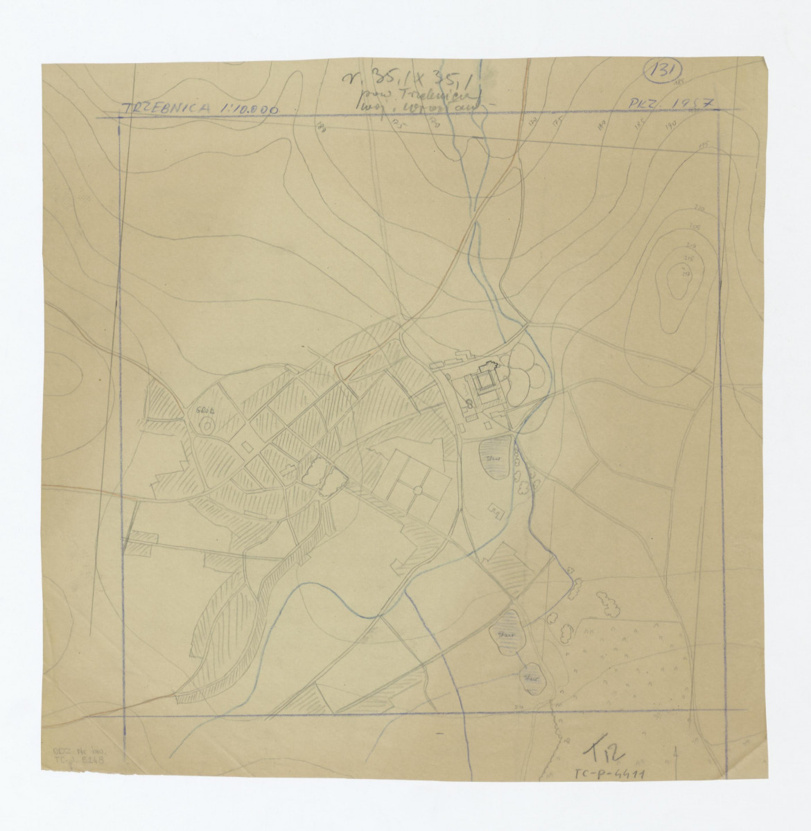 plan sytuacyjny opracowany według planów Pracowni Konserwacji Zabytków z 1957 roku i innych, skan 1