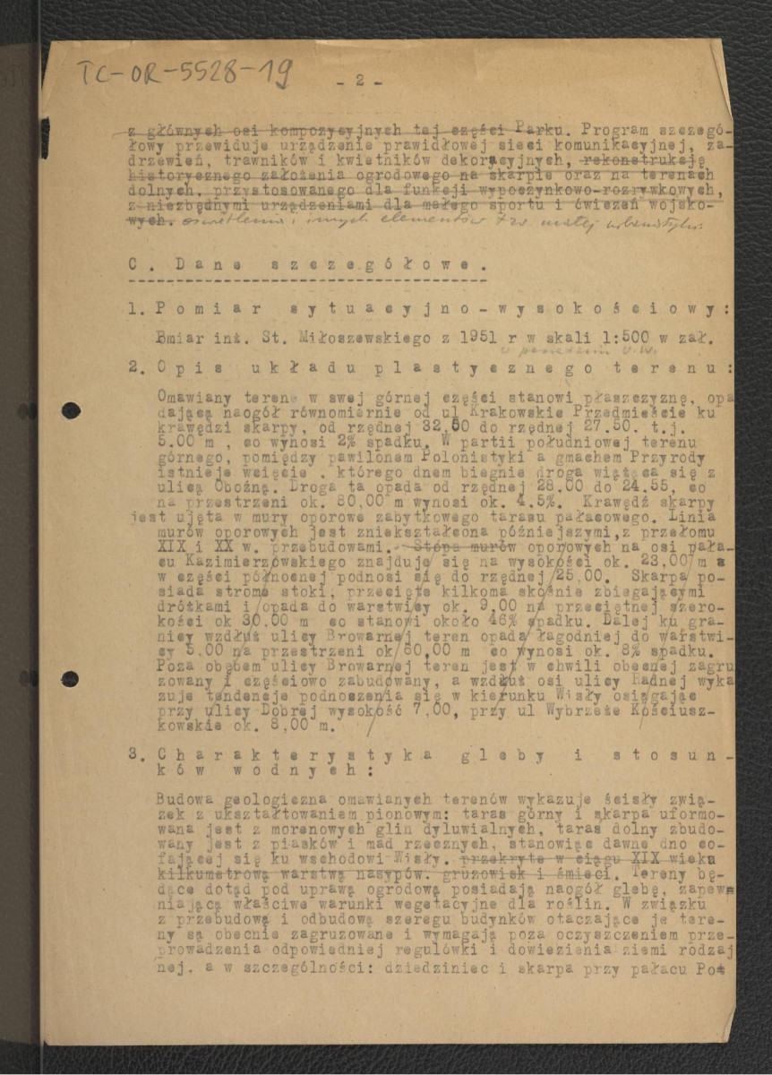 kopia rachunku nr 1/UW z 20 czerwca 1952 r. za opracowanie zgodnie z umową z 30 maja 1952 r. oraz wersja robocza założeń projektowych dla terenów Uniwersytetu Warszawskiego autorstwa G. Ciołka; rachunek-1 karta, założenia-7 kart, skan 3