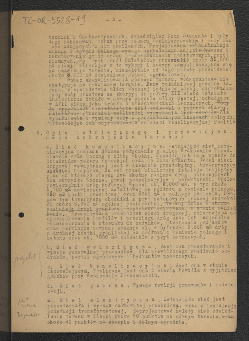 kopia rachunku nr 1/UW z 20 czerwca 1952 r. za opracowanie zgodnie z umową z 30 maja 1952 r. oraz wersja robocza założeń projektowych dla terenów Uniwersytetu Warszawskiego autorstwa G. Ciołka; rachunek-1 karta, założenia-7 kart, skan 5