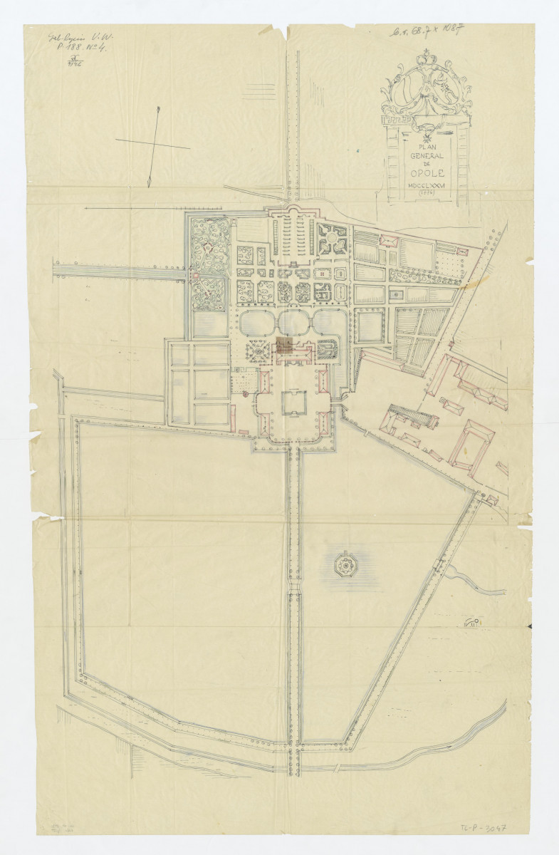odrys planu ogrodu i zabudowań z 1776 roku, skan 1
