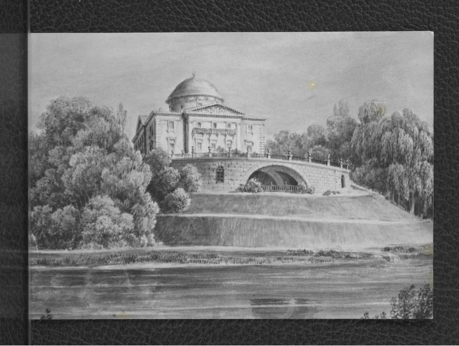 zaproszenie na 26 stycznia 1965 r. z okazji uroczystego otwarcia Muzeum im. Xawerego Dunikowskiego w Królikarni wraz z reprodukcją XIX-wiecznej ryciny przedst. miejscowy pałac, skan 1