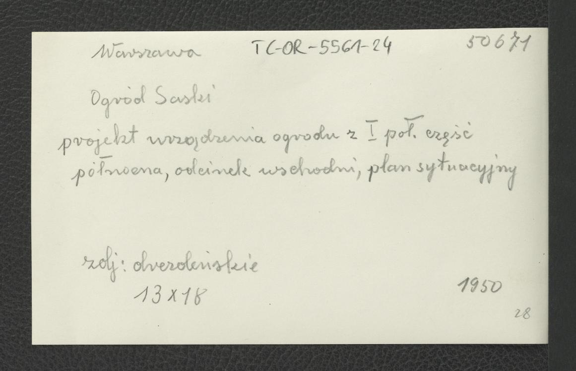 fotografia czarno-biała przedstawiająca projekt urządzenia ogrodu z pierwszej poł. XVIII w. – część północna, odcinek wschodni, plan sytuacyjny, skan 2