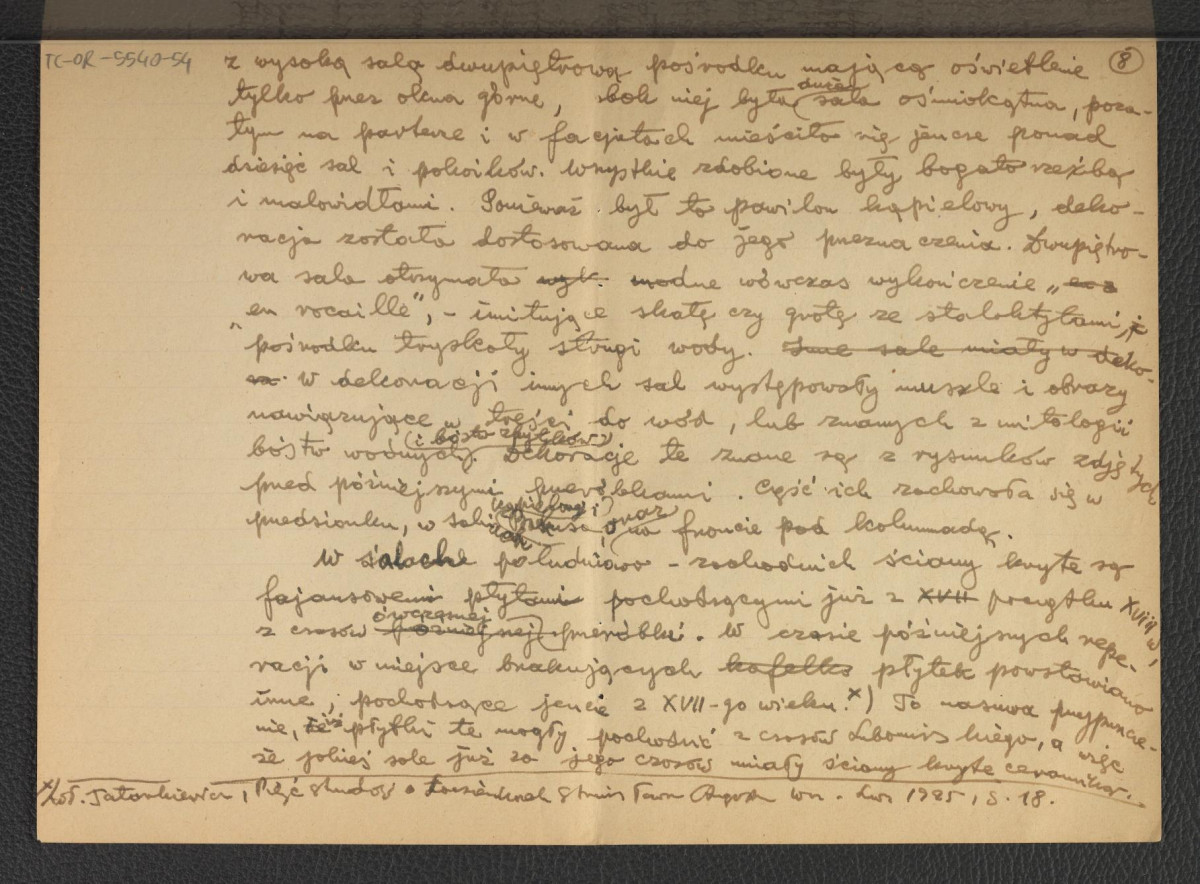 tekst, prawdopodobnie autorstwa G. Ciołka, dotyczący początków ogrodu w Łazienkach; piętnaście kart , skan 11