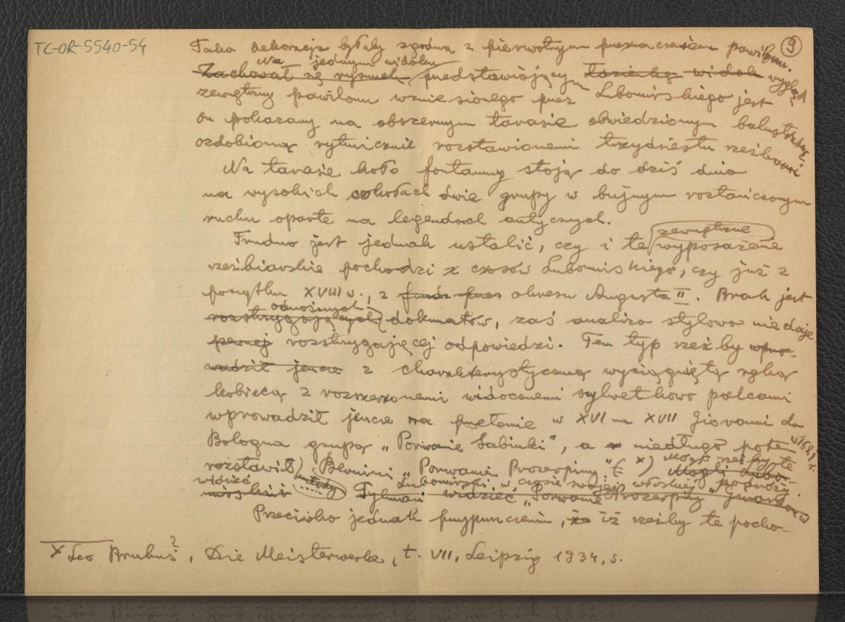 tekst, prawdopodobnie autorstwa G. Ciołka, dotyczący początków ogrodu w Łazienkach; piętnaście kart , skan 12