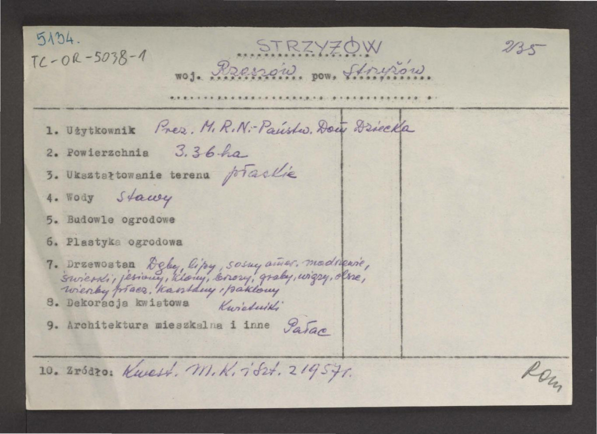 wypis z Kwestionariusz Ministerstwa Kultury i Sztuki z 1957 r.; brak obwoluty , skan 1