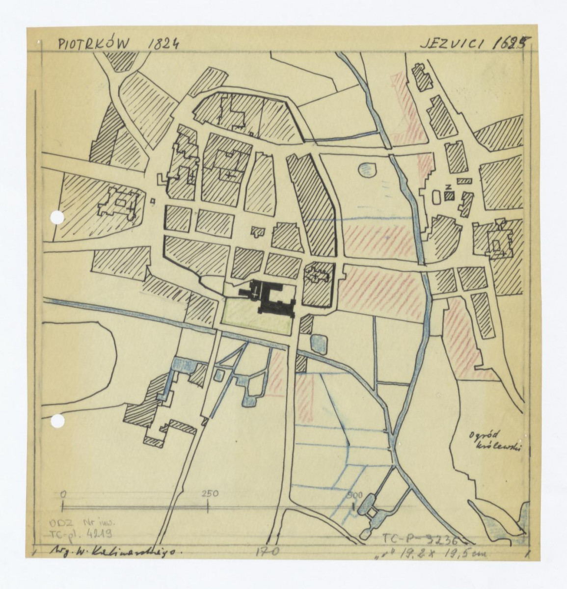 plan sytuacyjny klasztoru i terenów otaczających /według W. Kalinowskiego/ stan z 1824 roku, skan 1
