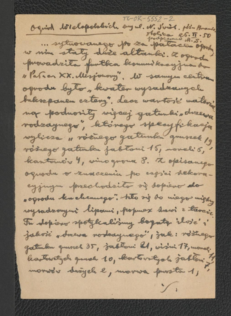 wypis ze „Stolica” z 26 lutego 1950 r. dotyczący drzewostanu w miejscowym ogrodzie , skan 1