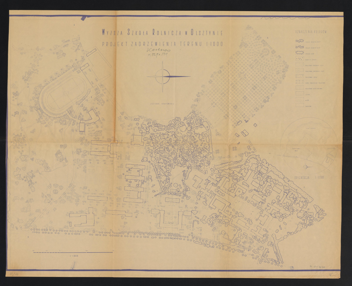 plan zagospodarowania przestrzennego ośrodka sportowego Wyższa Szkoła Rolnicza Wyższa Szkoła Rolnicza projekt zadrzewienia terenu, skan 1