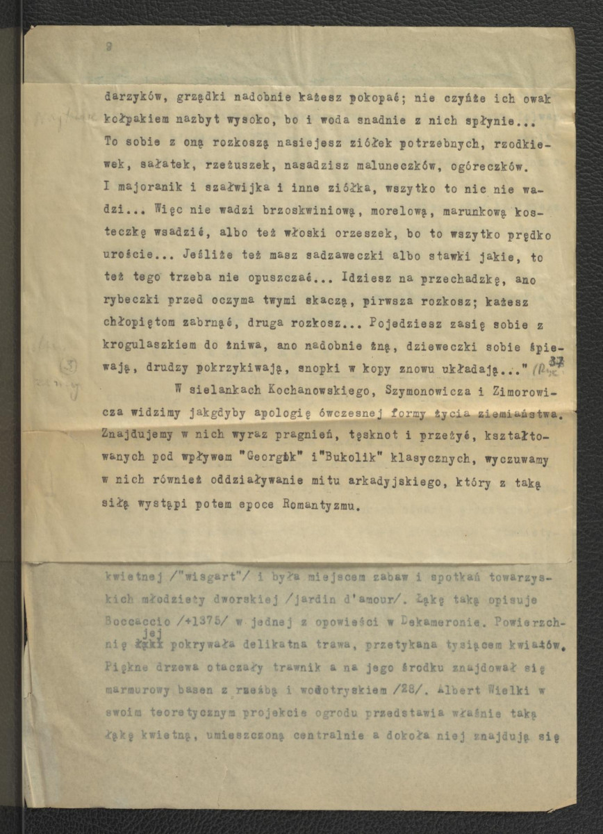 fragment notatki dotyczący wystroju miejscowego ogrodu , skan 3