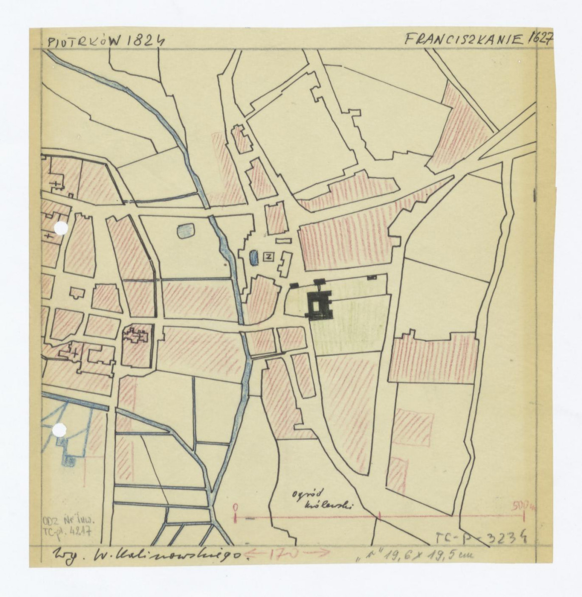 plan sytuacyjny klasztoru i terenów otaczających /według W. Kalinowskiego/ stan z 1824 roku, skan 1