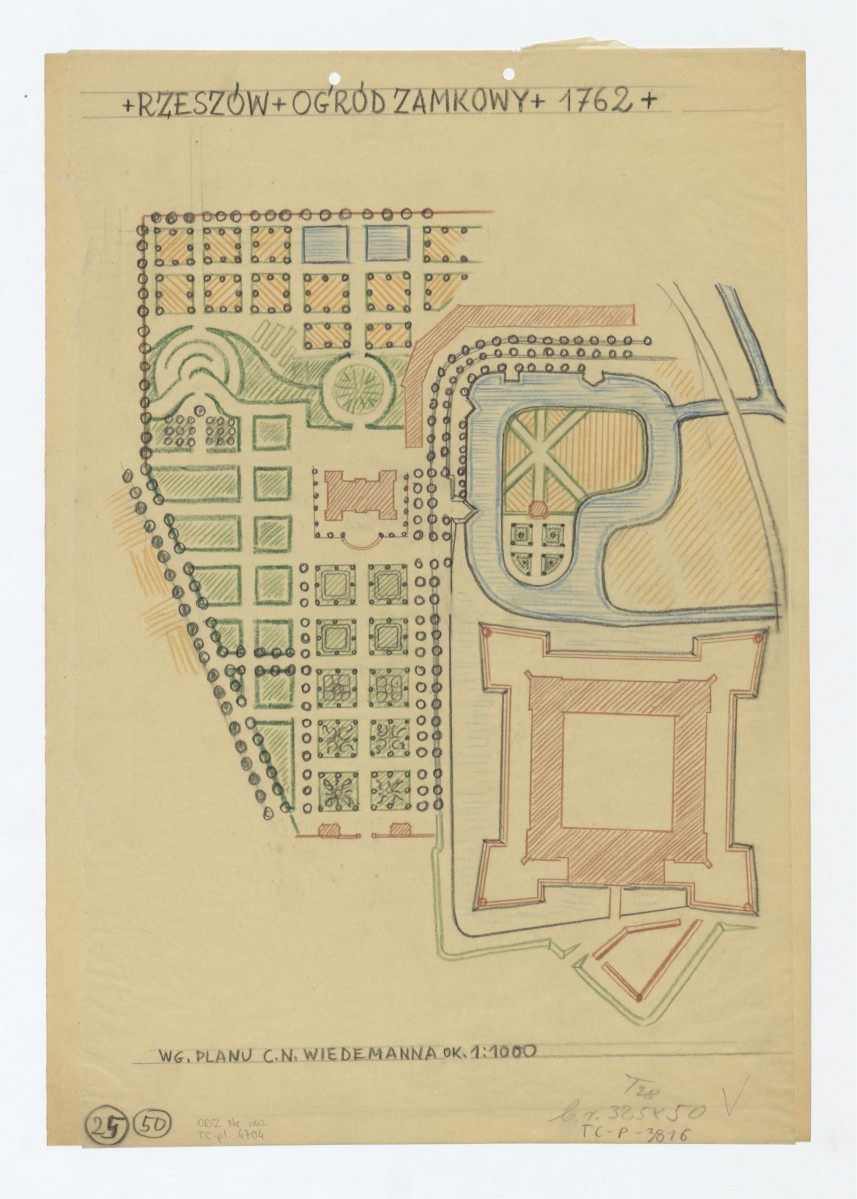 plan sytuacyjny ogrodów z 1762 roku według C. N. Wiedemanna, skan 1