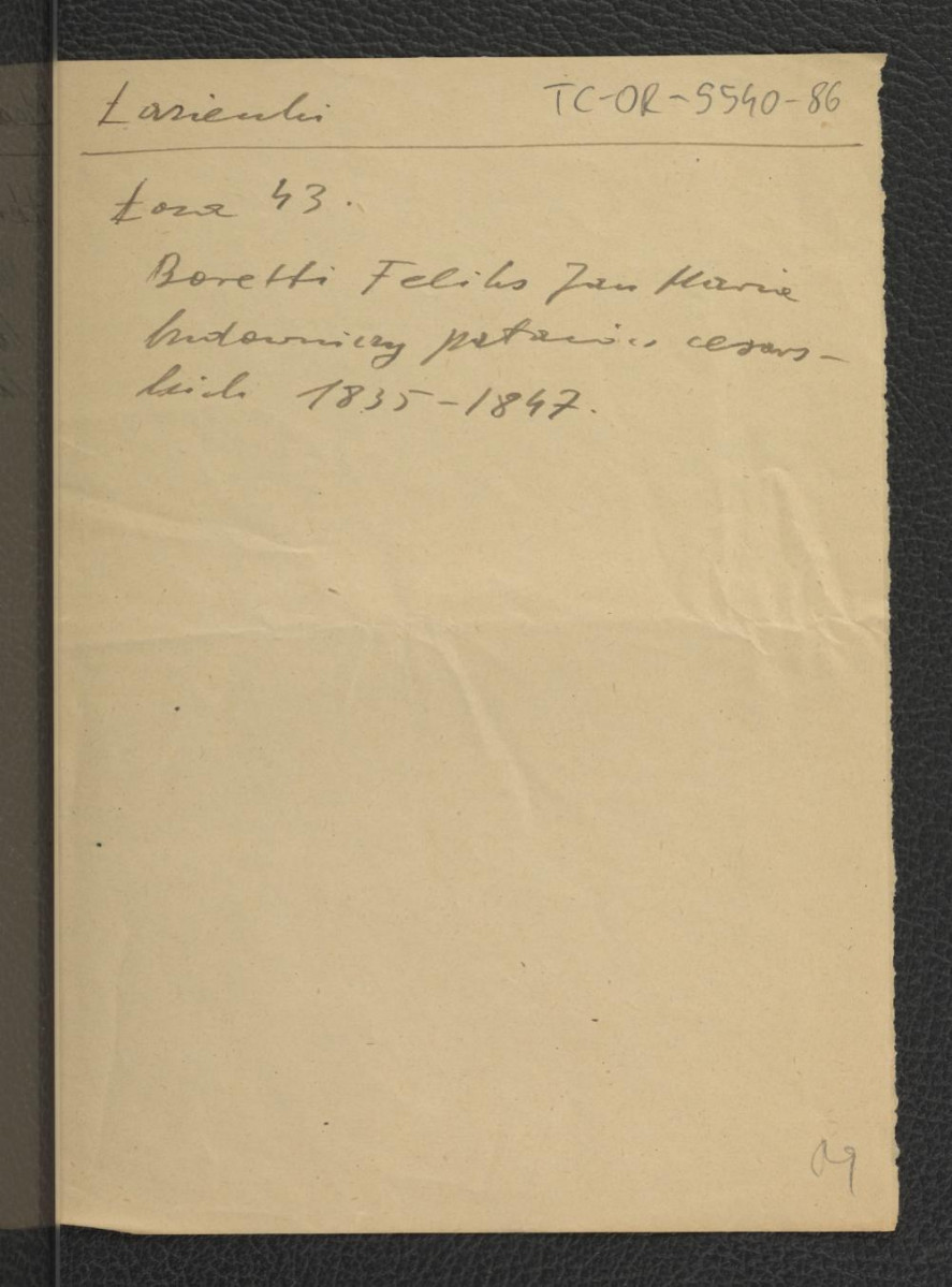 wypis z Łoza S., Słownik architektów i budowniczych Polaków oraz cudzoziemców w Polsce pracujących, Warszawa 1931, s. 43 wzmiankujący Feliksa Jana Marie Boretti’ego, budowniczego pałaców cesarskich w latach 1835-1847 , skan 1