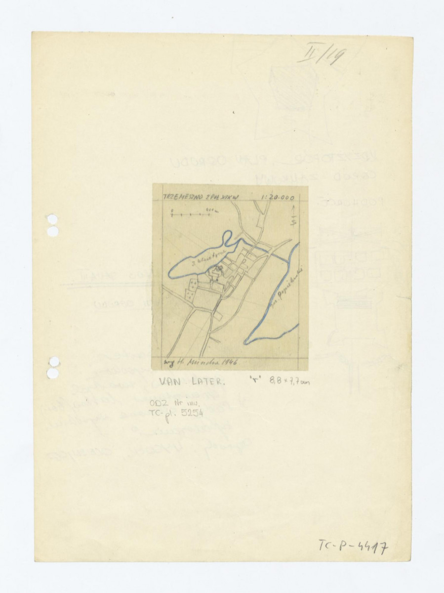 lokalizacja zamiejska klasztoru. Stan z 2 połowy XIX w. wdedług H. Műncha 1946, skan 1
