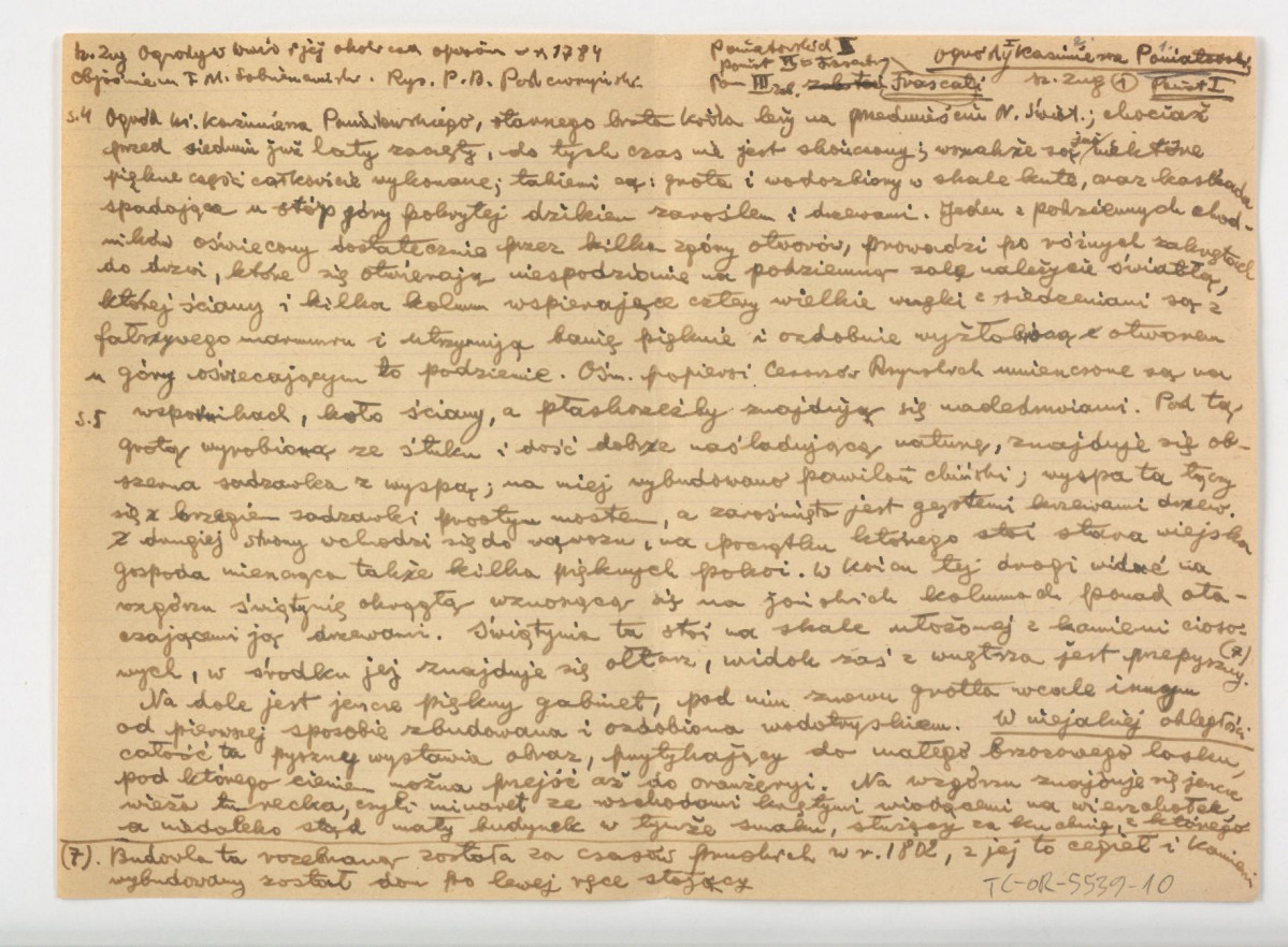 wypisy z Zug S., Ogrody w Warszawie i jej okolicach opisane w 1784, Warszawa 1898, s. 4-11, 41 (?) dotyczący miejscowej posesji należącej do Kazimierza Poniatowskiego; pięć kart  , skan 3