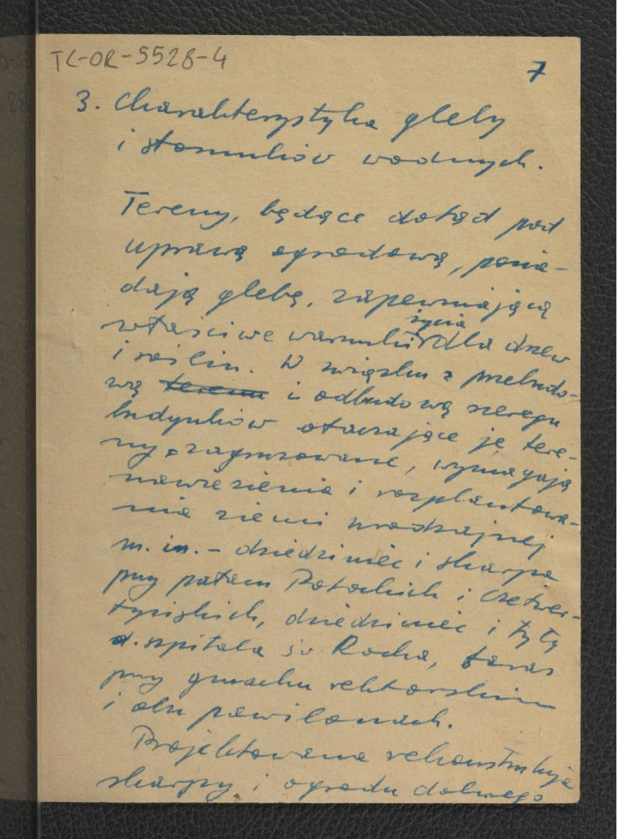 notatka zawierająca charakterystykę gleby i stosunków wodnych w tej miejscowości , skan 1