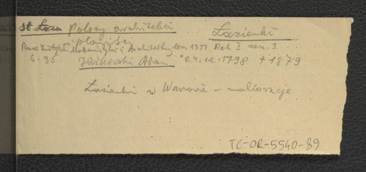 wypis z Łoza S., Słownik architektów i budowniczych Polaków oraz cudzoziemców w Polsce pracujących, Warszawa 1931, s. 36 wzmiankujący Adama Idzikowskiego , skan 1