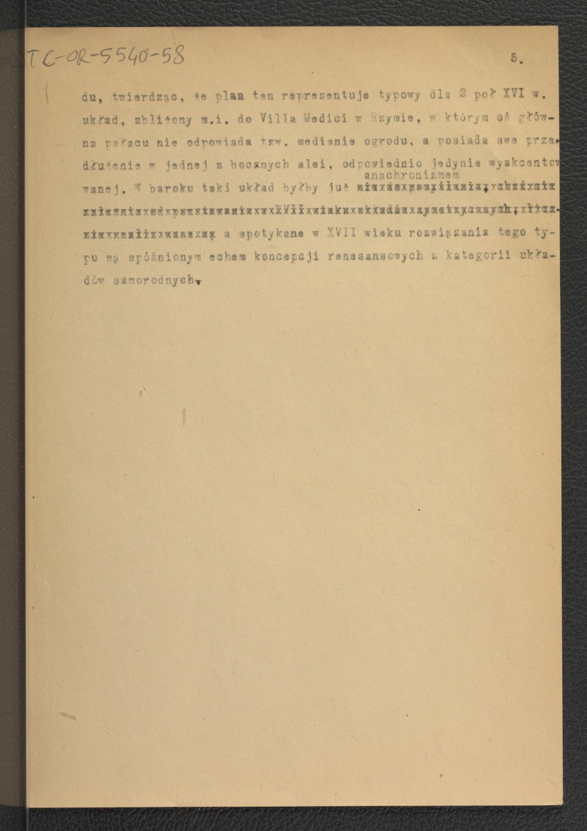 sprawozdanie z zebrania naukowego z 21 grudnia 1959 r. poświęconego referatowi autorstwa G. Ciołka pt. Plan Ujazdowa z roku 1606; dwie karty , skan 5
